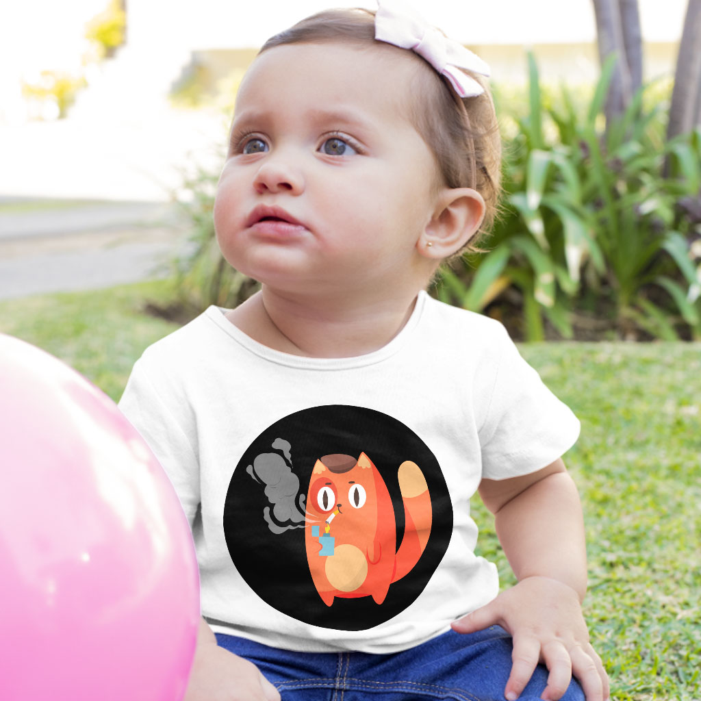 Cat Smoking Cigarette Baby Jersey T-Shirt - Funny Baby T-Shirt - Animal Print T-Shirt for Babies Clothing Kids' Clothing T-Shirts Color : Athletic Heather|Heather Columbia Blue|White 