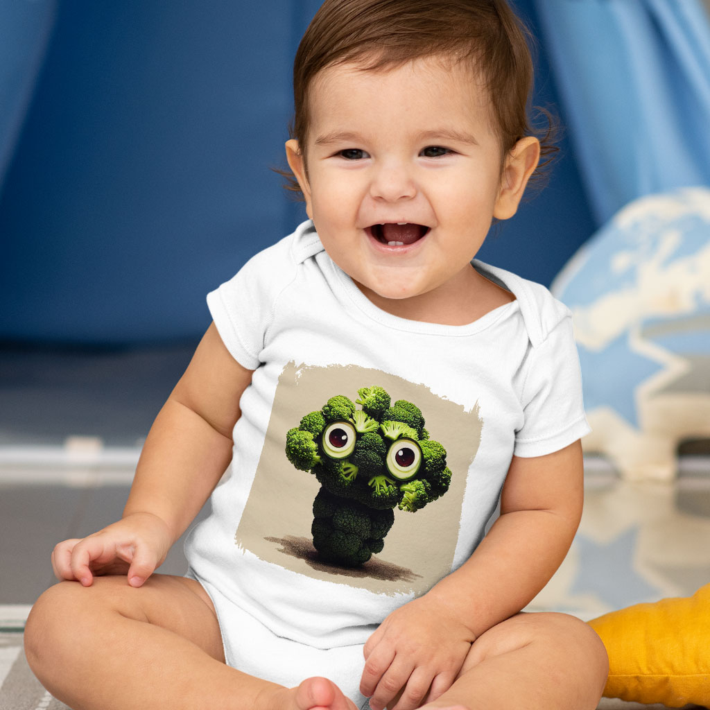 Cute Kawaii Broccoli Baby Jersey Onesie - Graphic Baby Onesie - Cartoon Baby One-Piece Clothing Kids' Clothing Onesies Color : Heather Dust|White|Yellow 