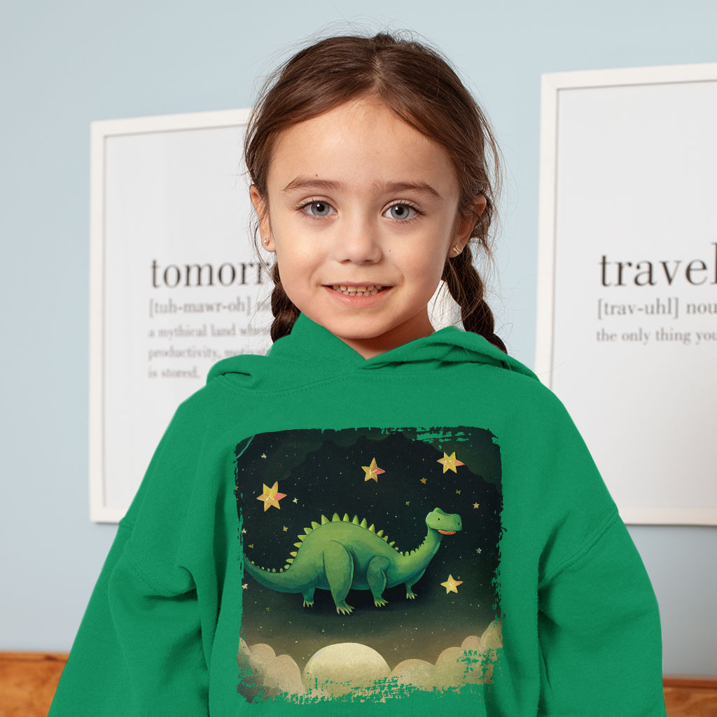 Cute Green Dinosaur Drawing Toddler Hoodie - Cool Toddler Hooded Sweatshirt - Graphic Kids' Hoodie Clothing Hoodies Kids' Clothing Color : Black|Kelly|White 