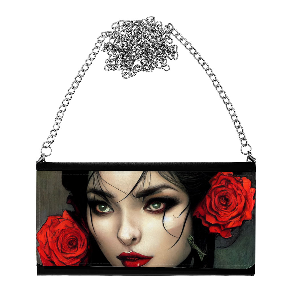 Red Rose Women's Wallet Clutch - Vamp Clutch for Women - Gothic Design Women's Wallet Clutch Bags & Wallets Fashion Women's Wallet Clutch  