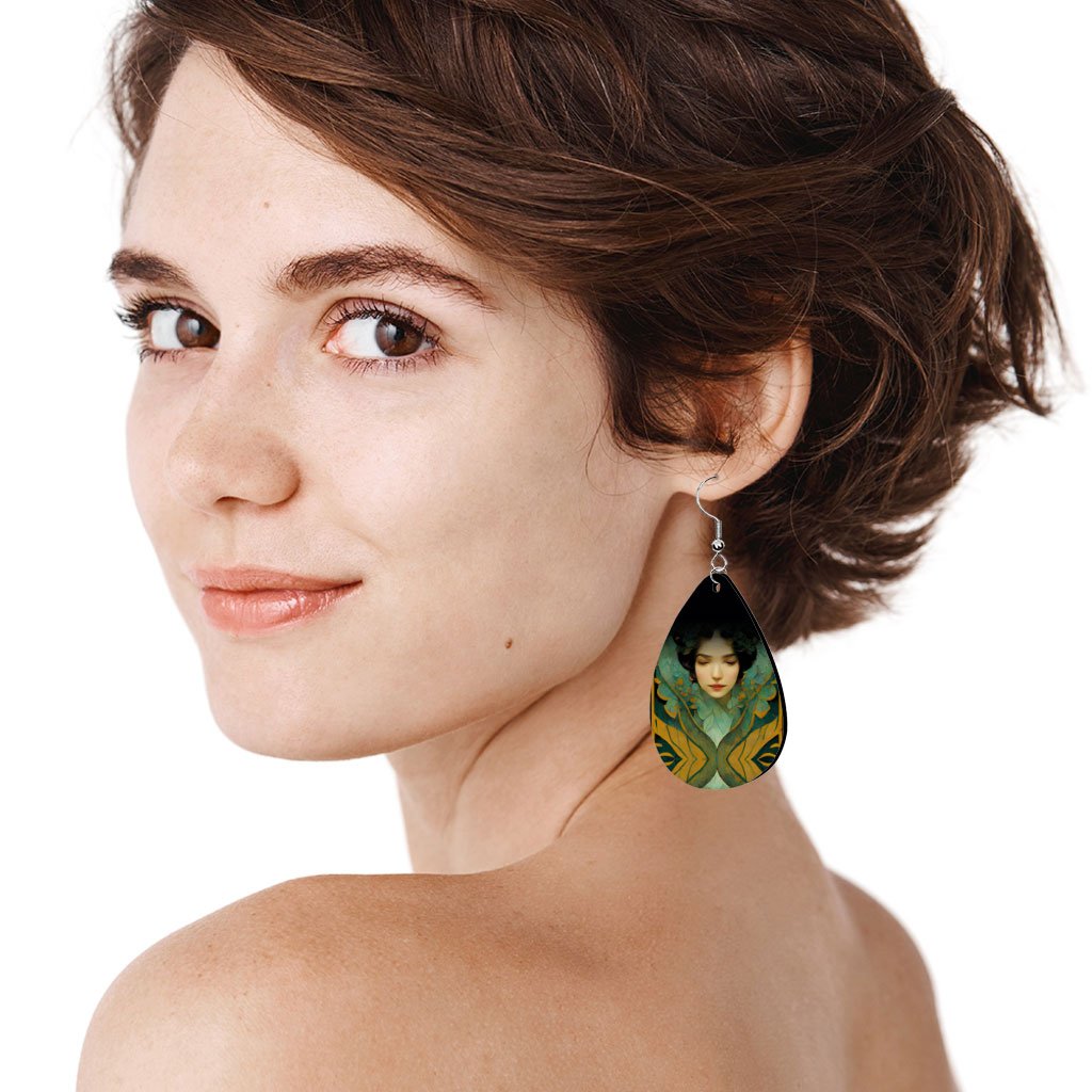 Art Nouveau Woman Earrings - Vintage Earrings - Graphic Earrings Earrings Fashion Jewelry  