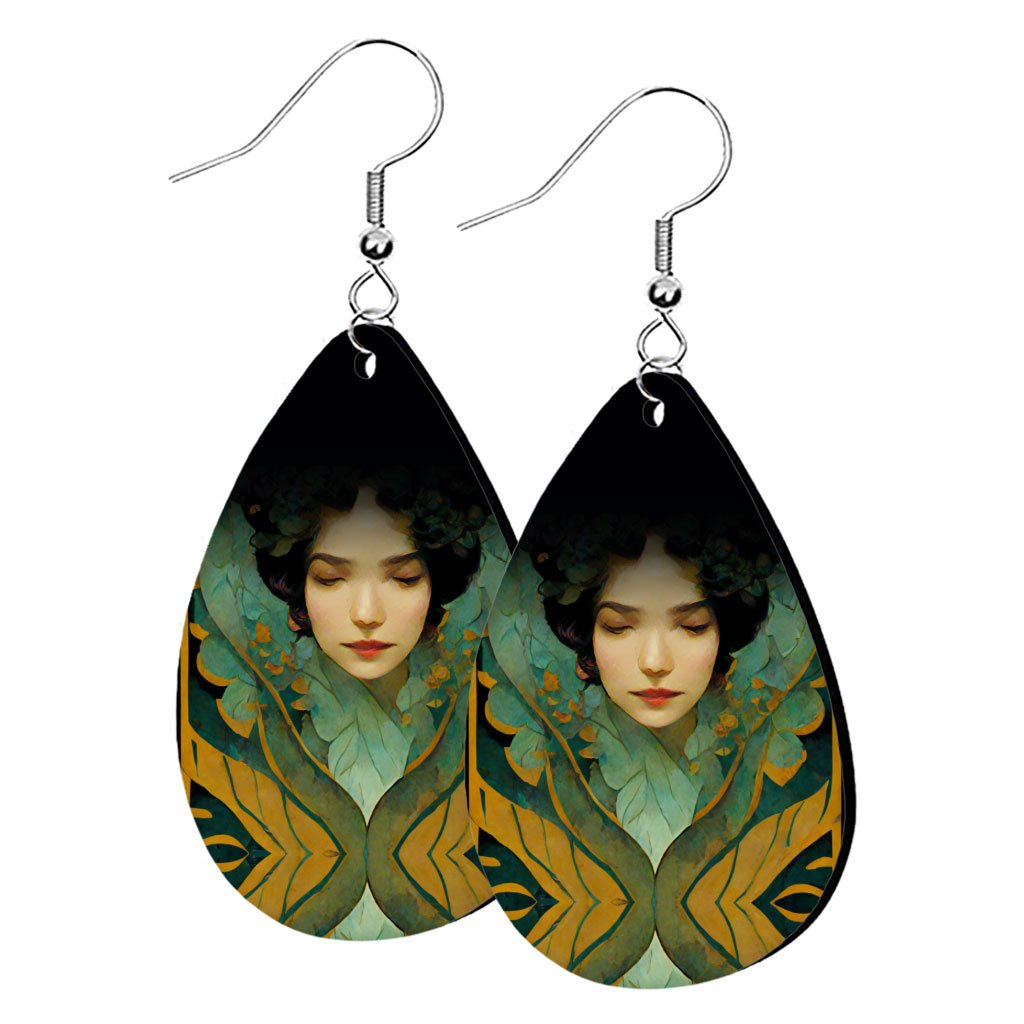 Art Nouveau Woman Earrings - Vintage Earrings - Graphic Earrings Earrings Fashion Jewelry  