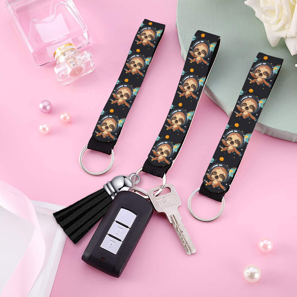 Space Sloth Keychain Wristlet - Astronaut Keychain Bracelet - Galaxy Wristlet Strap for Key Fashion Fashion Accessories Keychains  