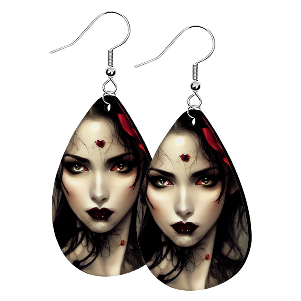 Dark Red Rose Earrings - Gothic Vampire Earrings - Themed Earrings Earrings Fashion Jewelry  