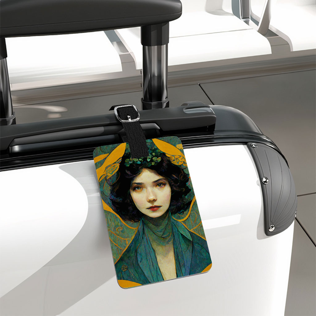 Vintage Luggage Tag - Art Nouveau Travel Bag Tag - Cute Graphic Luggage Tag Fashion Fashion Accessories Luggage Tag Travel Accessories  