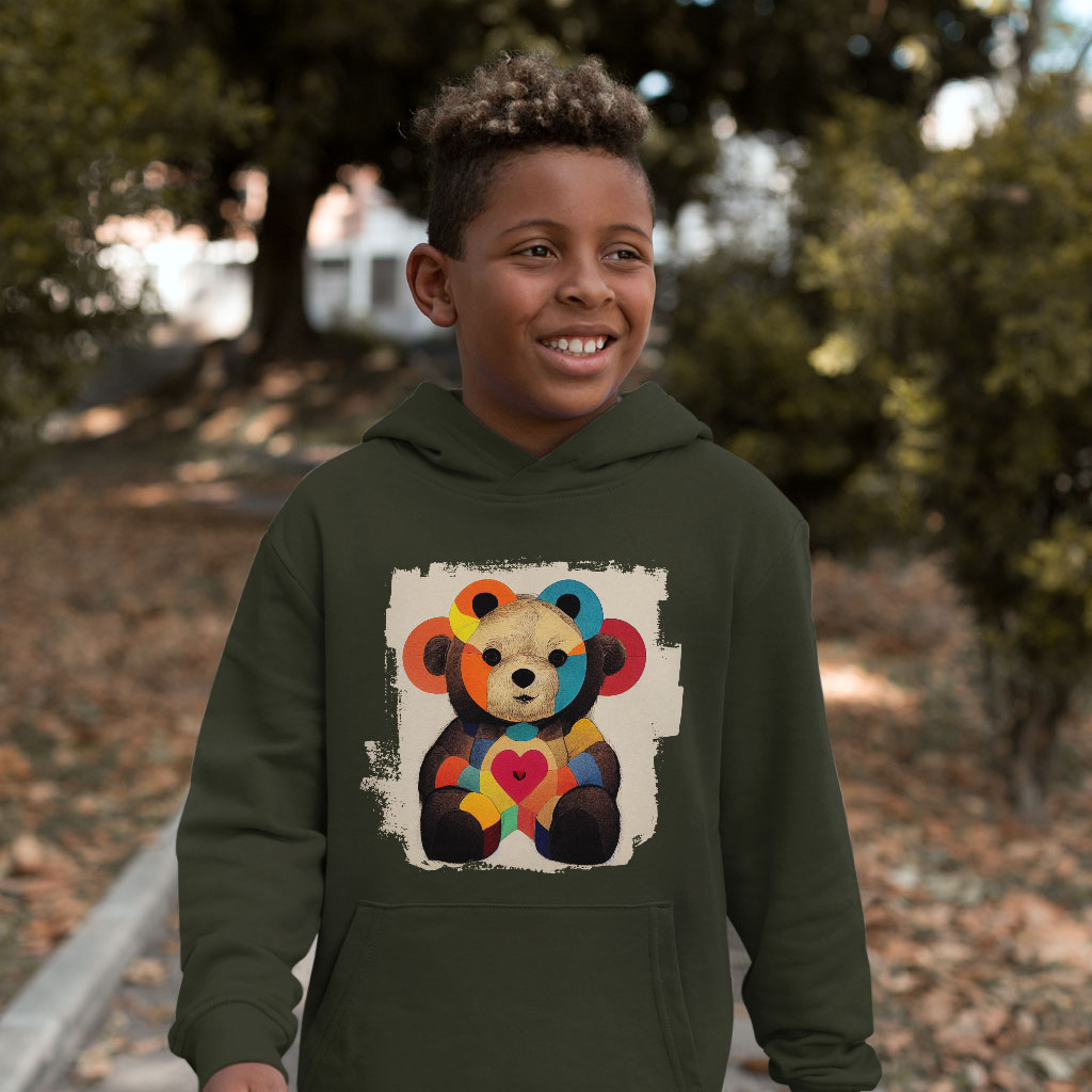 Teddy Bear Kids' Sponge Fleece Hoodie - Colorful Kids' Hoodie - Printed Hoodie for Kids Clothing Hoodies Kids' Clothing Color : Athletic Heather|Black|Military Green 