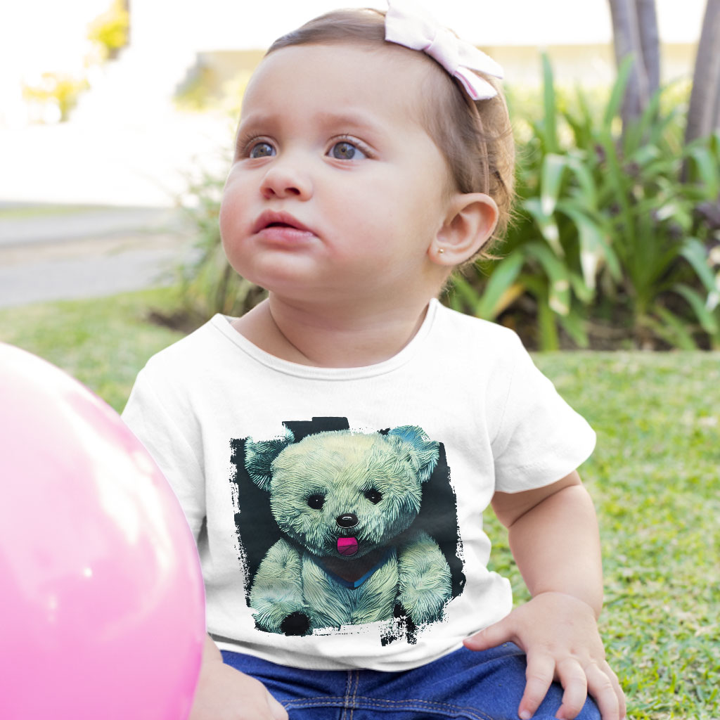 Teddy Bear Print Baby Jersey T-Shirt - Bear Baby T-Shirt - Colorful Print T-Shirt for Babies Clothing Kids' Clothing T-Shirts Color : Athletic Heather|Heather Columbia Blue|White 