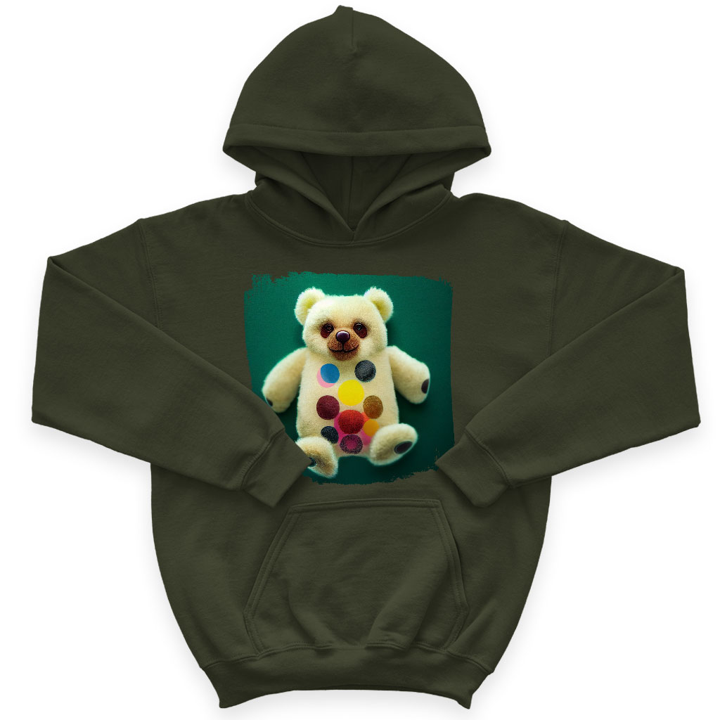 Teddy Bear Graphic Kids' Sponge Fleece Hoodie - Cute Graphic Kids' Hoodie - Illustration Hoodie for Kids Clothing Hoodies Kids' Clothing Color : Athletic Heather|Black|Military Green 