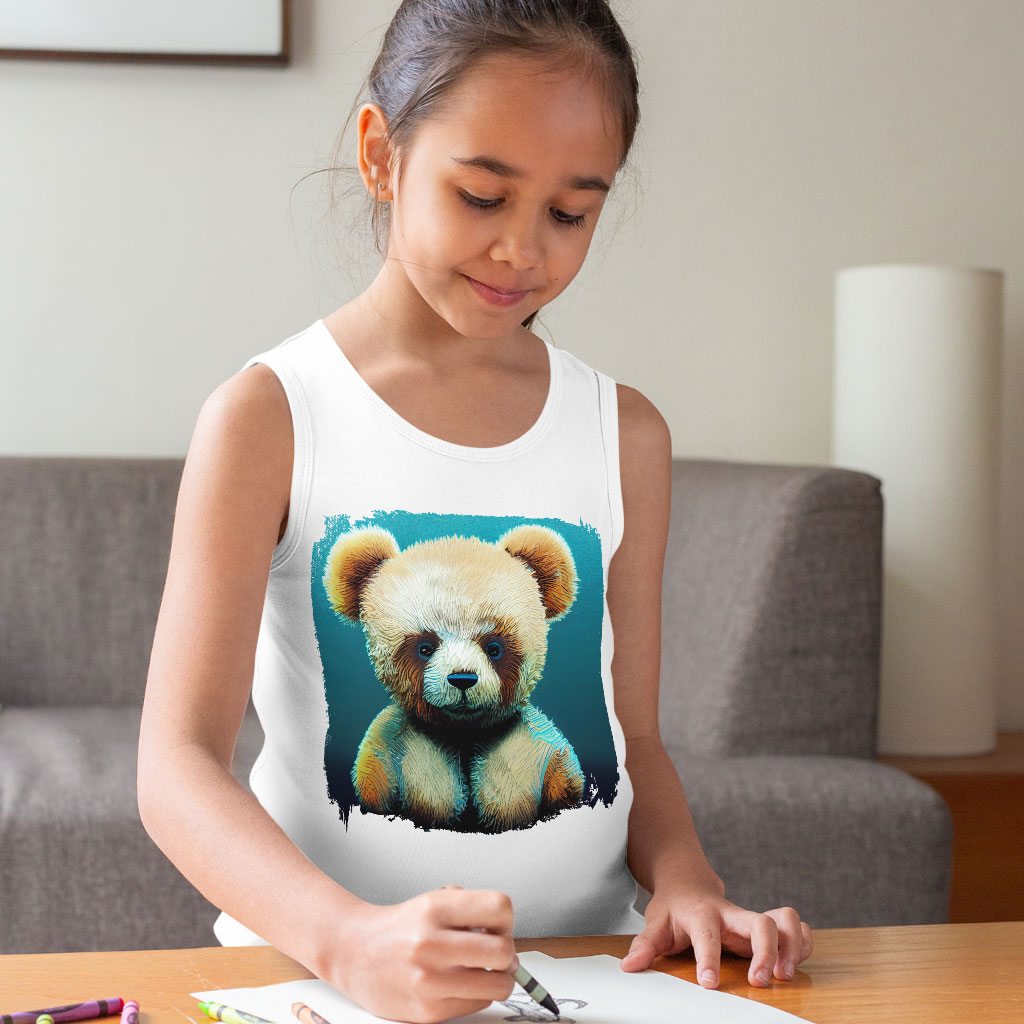 Teddy Bear Design Kids' Jersey Tank - Colorful Design Sleeveless T-Shirt - Cool Design Kids' Tank Top Clothing Kids' Clothing Tanks Color : Athletic Heather|Black|White 
