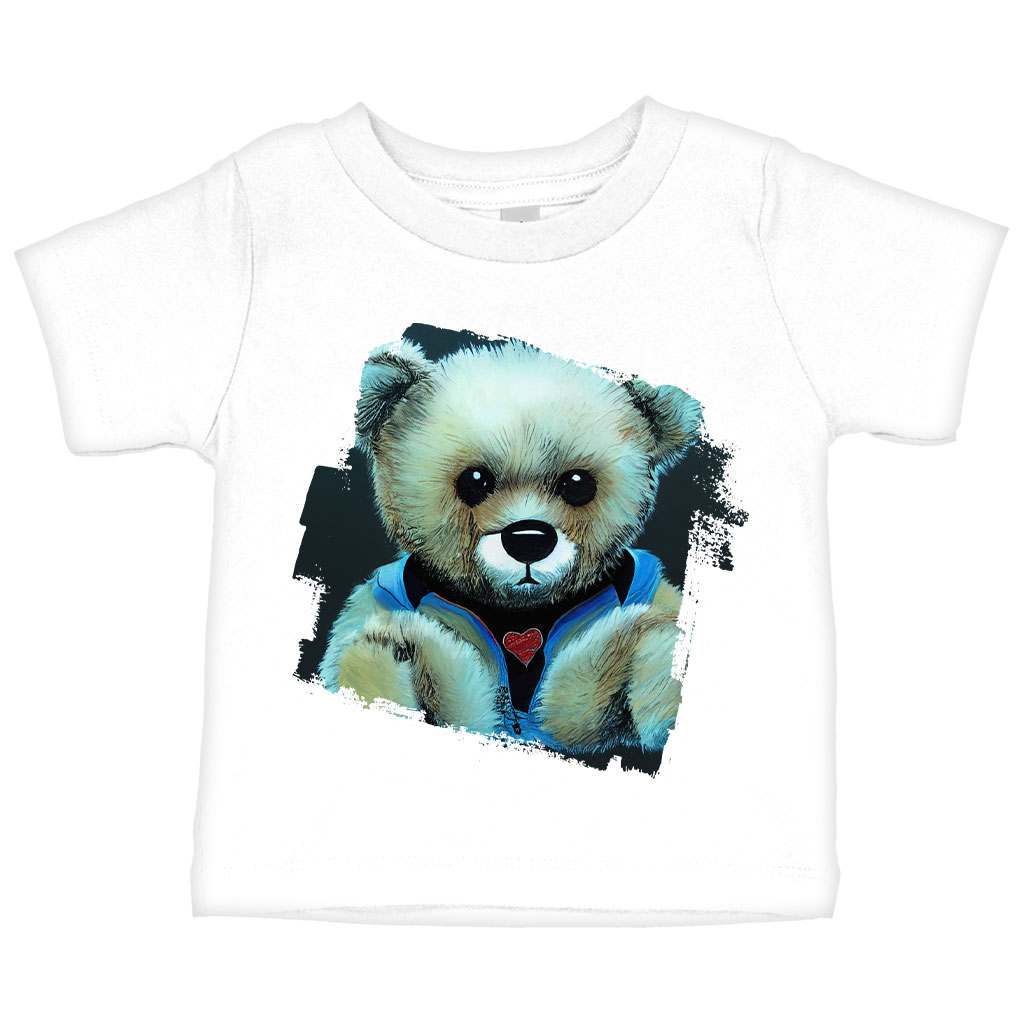 Cute Teddy Bear Kawaii Baby Jersey T-Shirt - Cute Animal Baby T-Shirt - Colorful Bear T-Shirt for Babies Clothing Kids' Clothing T-Shirts Color : Athletic Heather|Heather Columbia Blue|White 