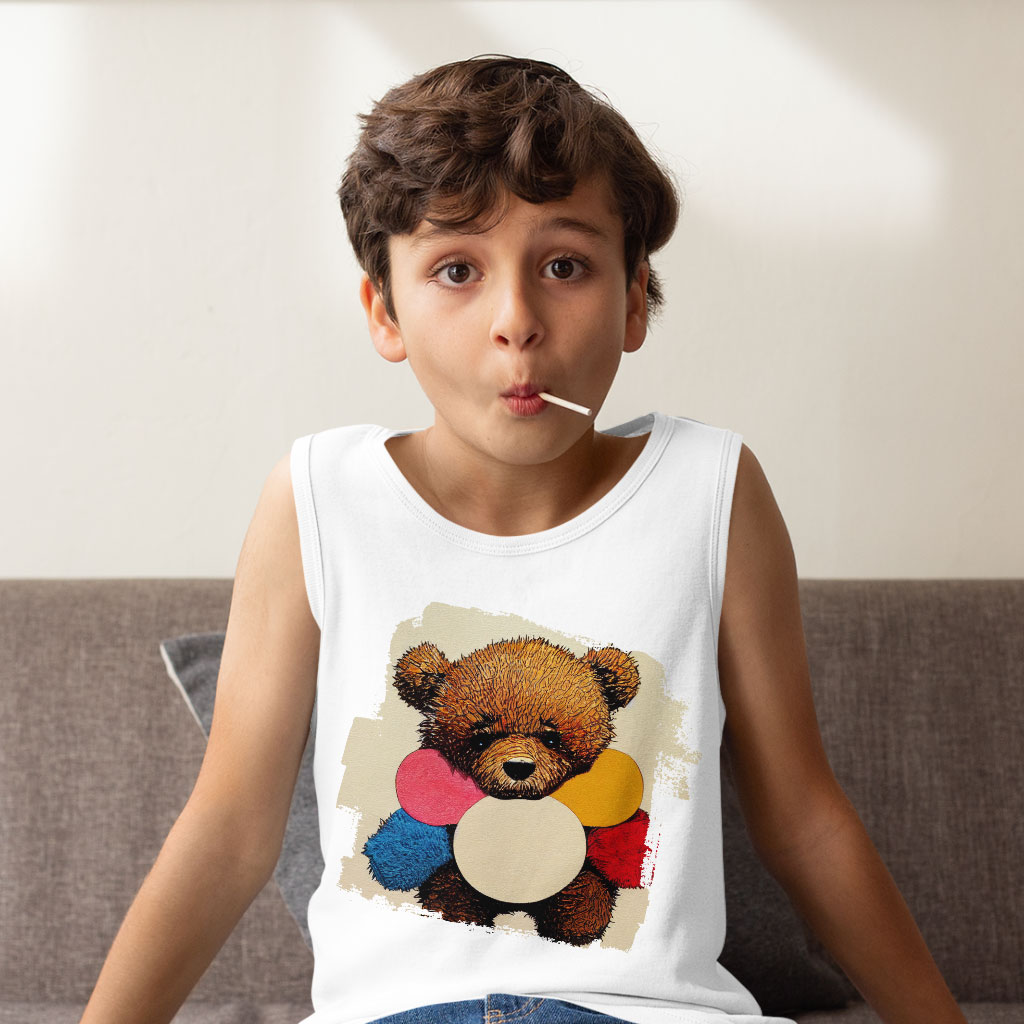 Cute Teddy Bear Kids' Jersey Tank - Cute Sleeveless T-Shirt - Themed Kids' Tank Top Clothing Kids' Clothing Tanks Color : Athletic Heather|Black|White 