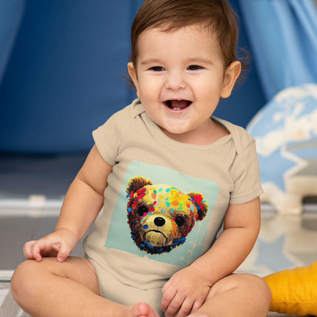 Teddy Bear Style Baby Jersey Onesie - Kawaii Baby Onesie - Graphic Baby One-Piece Clothing Kids' Clothing Onesies Color : Heather Dust|White|Yellow 