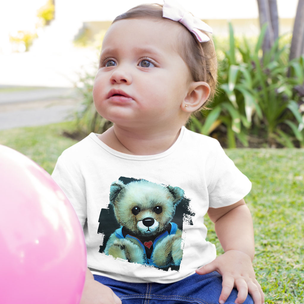 Cute Teddy Bear Kawaii Baby Jersey T-Shirt - Cute Animal Baby T-Shirt - Colorful Bear T-Shirt for Babies Clothing Kids' Clothing T-Shirts Color : Athletic Heather|Heather Columbia Blue|White 