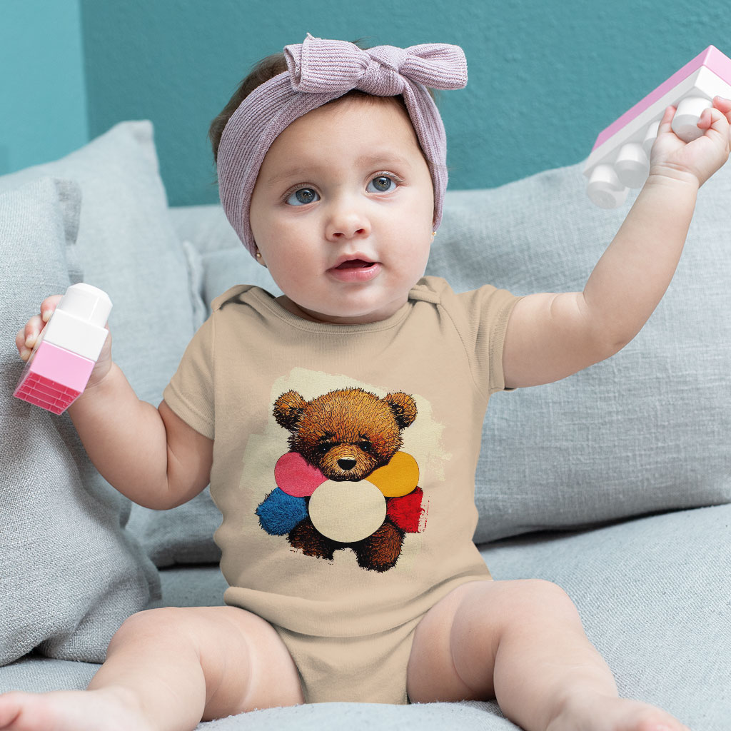 Cute Teddy Bear Baby Jersey Onesie - Cute Baby Onesie - Themed Baby One-Piece Clothing Kids' Clothing Onesies Color : Heather Dust|White|Yellow 