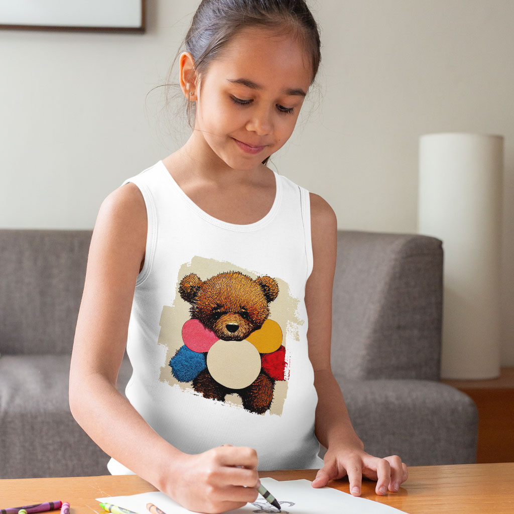 Cute Teddy Bear Kids' Jersey Tank - Cute Sleeveless T-Shirt - Themed Kids' Tank Top Clothing Kids' Clothing Tanks Color : Athletic Heather|Black|White 