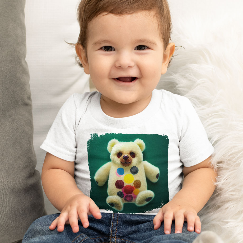 Teddy Bear Graphic Baby Jersey T-Shirt - Cute Graphic Baby T-Shirt - Illustration T-Shirt for Babies Clothing Kids' Clothing T-Shirts Color : Athletic Heather|Heather Columbia Blue|White 