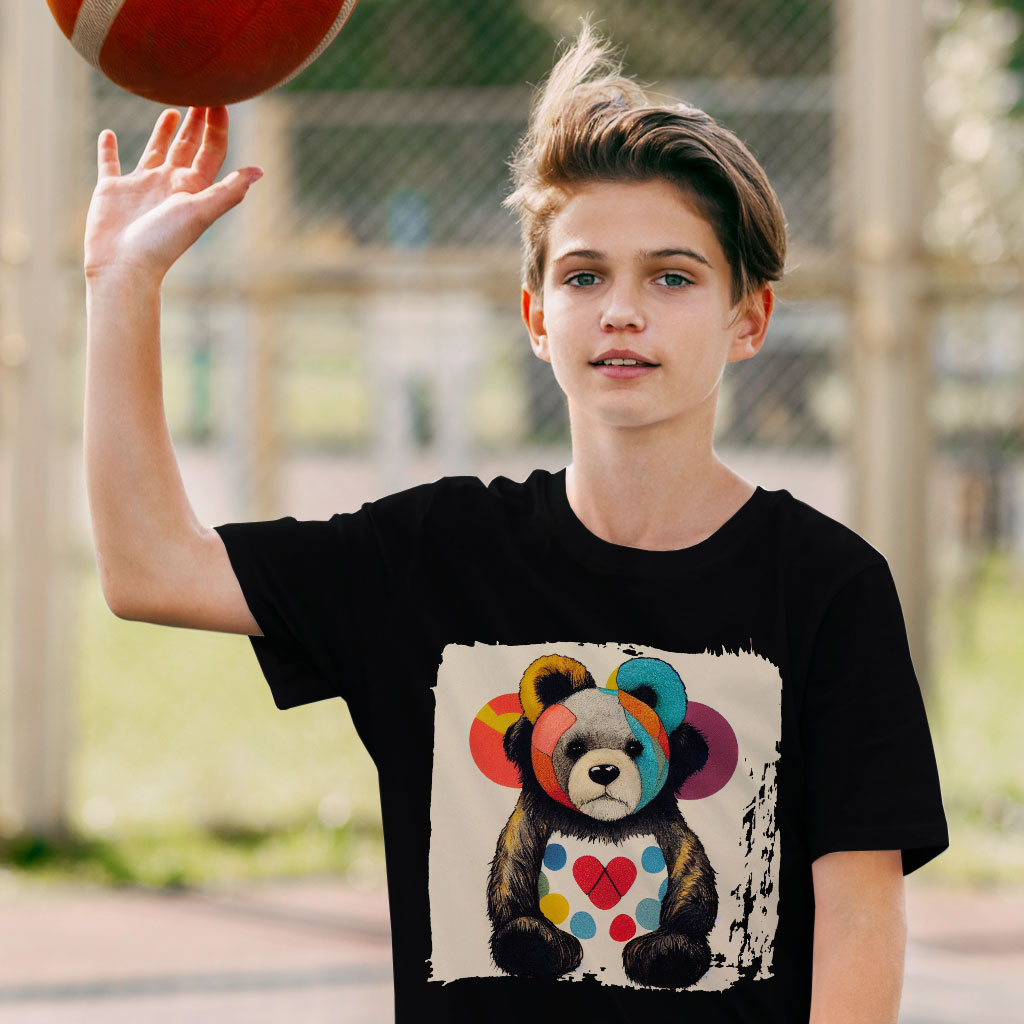 White Teddy Bear Kids' T-Shirt - Cool T-Shirt - Bear Design Tee Shirt for Kids Clothing Kids' Clothing T-Shirts Color : Black|Natural|White 