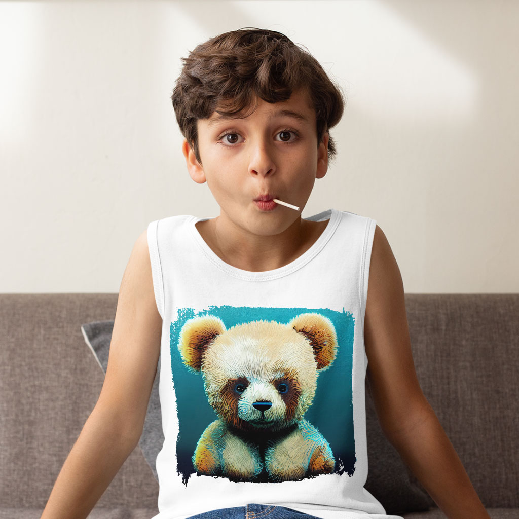 Teddy Bear Design Kids' Jersey Tank - Colorful Design Sleeveless T-Shirt - Cool Design Kids' Tank Top Clothing Kids' Clothing Tanks Color : Athletic Heather|Black|White 