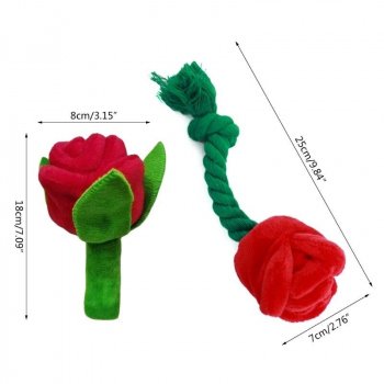 Plush Rose Flower Squeaky Toy for Small Dogs