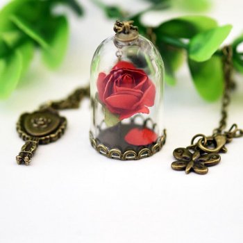 Enchanted Rose Terrarium Pendant Jewelry