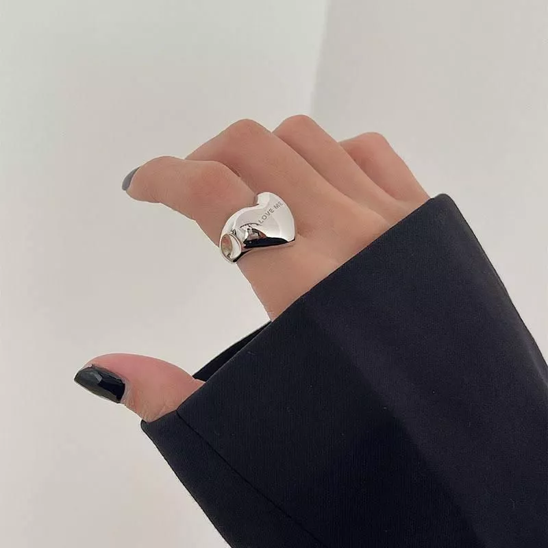 New Trendy Silver Color Rings Women Accessories Elegant Simple Smooth LOVE Heart Party Jewelry Birthday Gifts New Trendy Silver Color Rings Women Accessories Elegant Simple Smooth LOVE Heart Party Jewelry Birthday Gifts