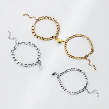 JWER Heart Attraction Magnet Couple Bracelets Set