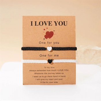 Romantic Heart Beaded Couple Bracelet - Fashion Braided Rope Matching Bracelet