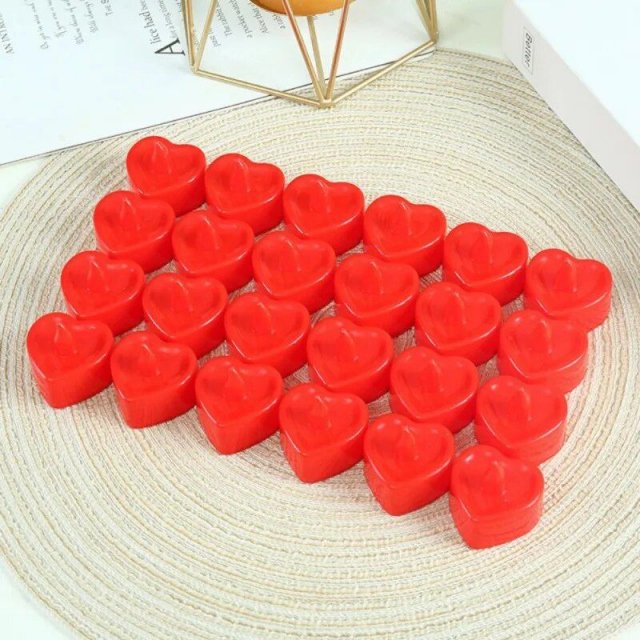 Romantic Heart-Shaped LED Tealight Candles & Silk Rose Petals Set for Special Occasions - Image 7