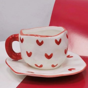 Charming Korean-Style Porcelain Heart Mug
