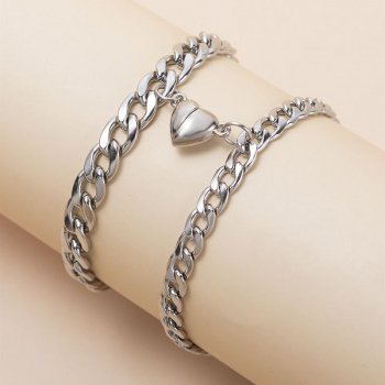 JWER Heart Attraction Magnet Couple Bracelets Set