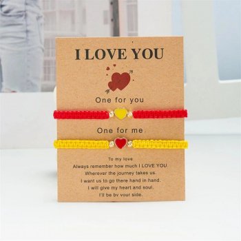 Romantic Heart Beaded Couple Bracelet - Fashion Braided Rope Matching Bracelet