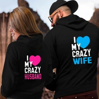 Couples Autumn-Winter 'I LOVE MY CRAZY HUSBAND' Hoodies