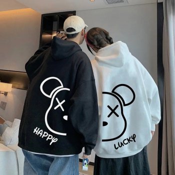 Cartoon Bear Graphic Cotton Hoodie