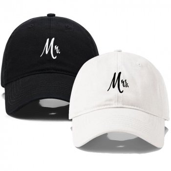 Chic Mr. & Mrs. Embroidered Cotton Baseball Cap
