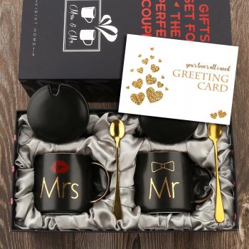 Mr and Mrs Coffee Mugs Creative Couples Black Ceramic Cups Wedding Gifts