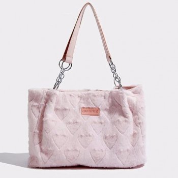 Heart Plush Casual Tote Bag