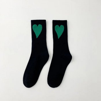 Unisex Cotton Couple Heart Socks Couple's Clothing & Accessories Color: Black & Green Size: EUR 35-45