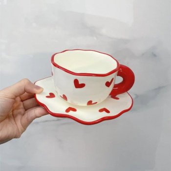 Charming Korean-Style Porcelain Heart Mug