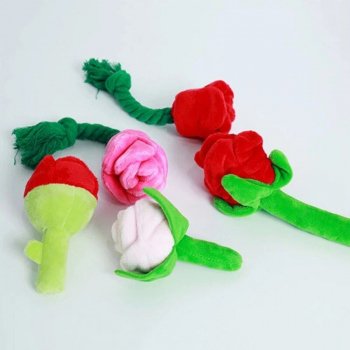 Plush Rose Flower Squeaky Toy for Small Dogs