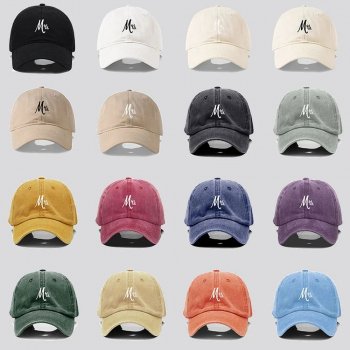 Chic Mr. & Mrs. Embroidered Cotton Baseball Cap