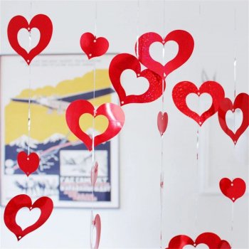 Red Heart Laser Sequined Balloon Pendant Set - 100pcs