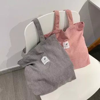 Eco-Friendly Corduroy Shoulder Tote Bag