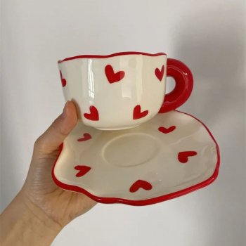 Charming Korean-Style Porcelain Heart Mug