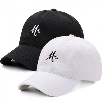 Chic Mr. & Mrs. Embroidered Cotton Baseball Cap