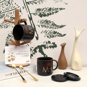 Mr and Mrs Coffee Mugs Creative Couples Black Ceramic Cups Wedding Gifts