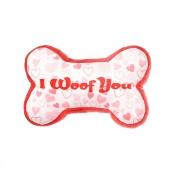 Pink Plush Heart & Bone Shaped Squeaky Dog Toy