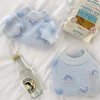 Cozy Blue Love Dog Sweater