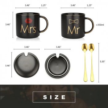 Mr and Mrs Coffee Mugs Creative Couples Black Ceramic Cups Wedding Gifts