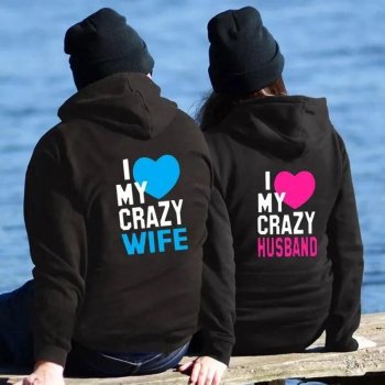 Couples Autumn-Winter 'I LOVE MY CRAZY HUSBAND' Hoodies