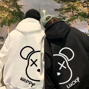 Cartoon Bear Graphic Cotton Hoodie